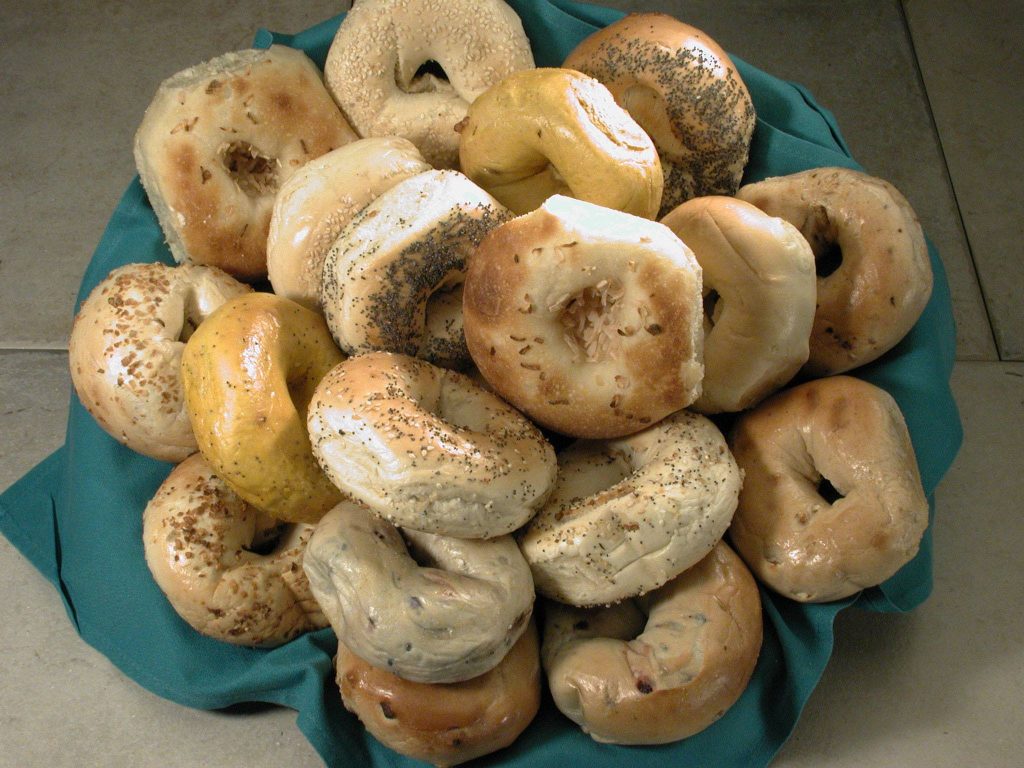 Chompie’s Bagels Tray Chompie's Bagel Shop Varieties and Fresh Cream Cheese Flavors
